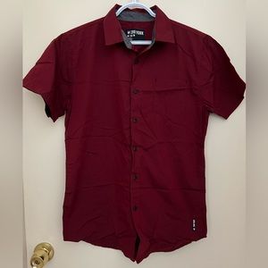 Red Burgundy Maroon Short Sleeved Buttoned Up Shirt